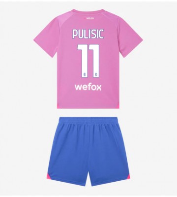 Lacne Dětský Futbalové dres AC Milan Christian Pulisic #11 2023-24 Krátky Rukáv - Tretina (+ trenírky)